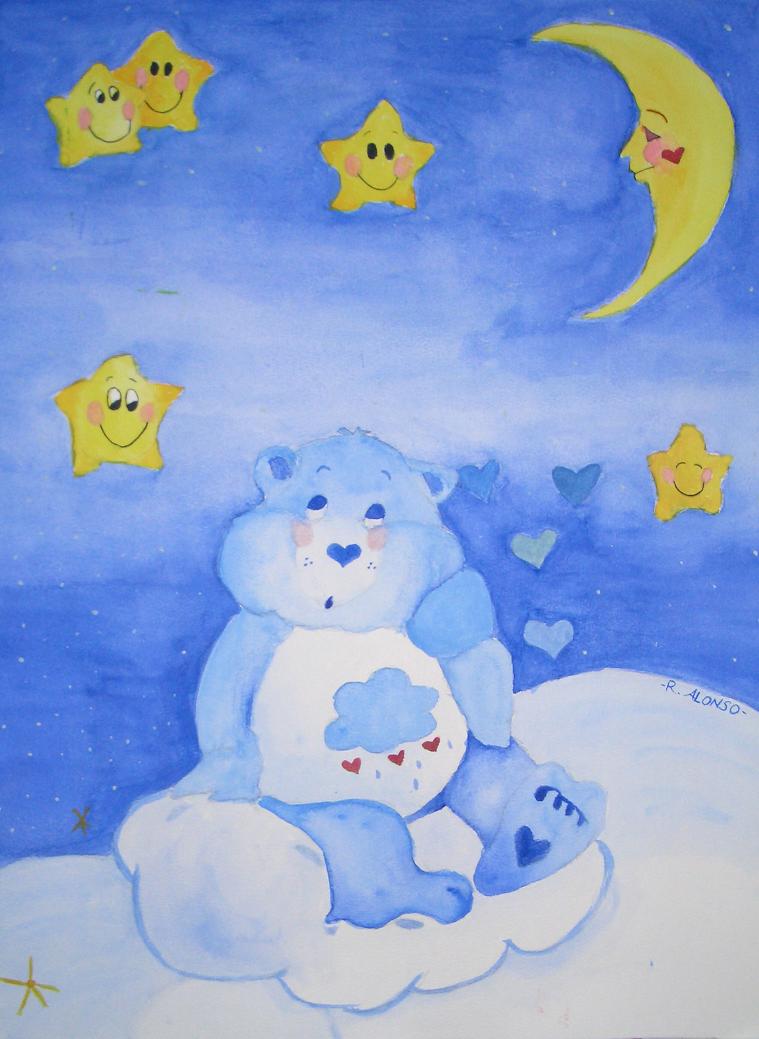 A painting of teddy bears and stars - Care Bears