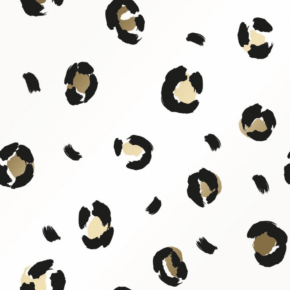 Leopard Metallic Animal Print wallpaper in black & gold. I Love Wallpaper