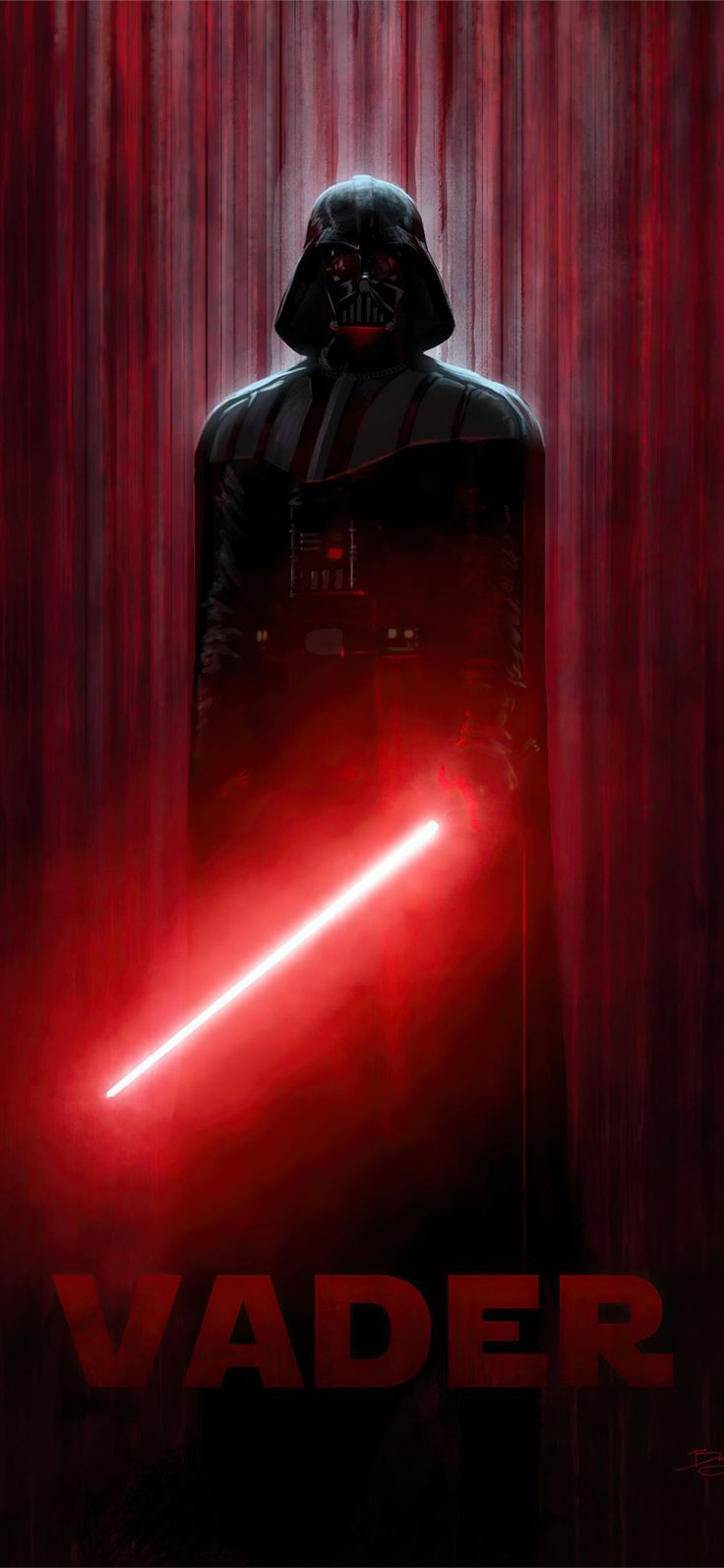 A poster of darth vader with red light saber - Darth Vader