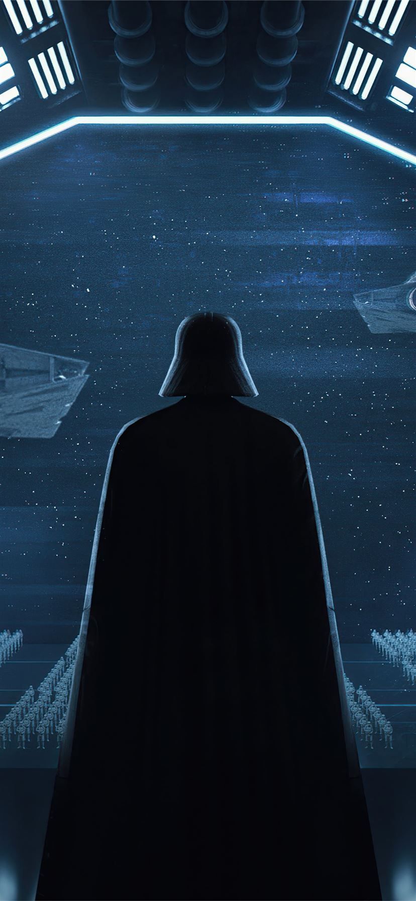 A man in dark robe looking at the stars - Darth Vader