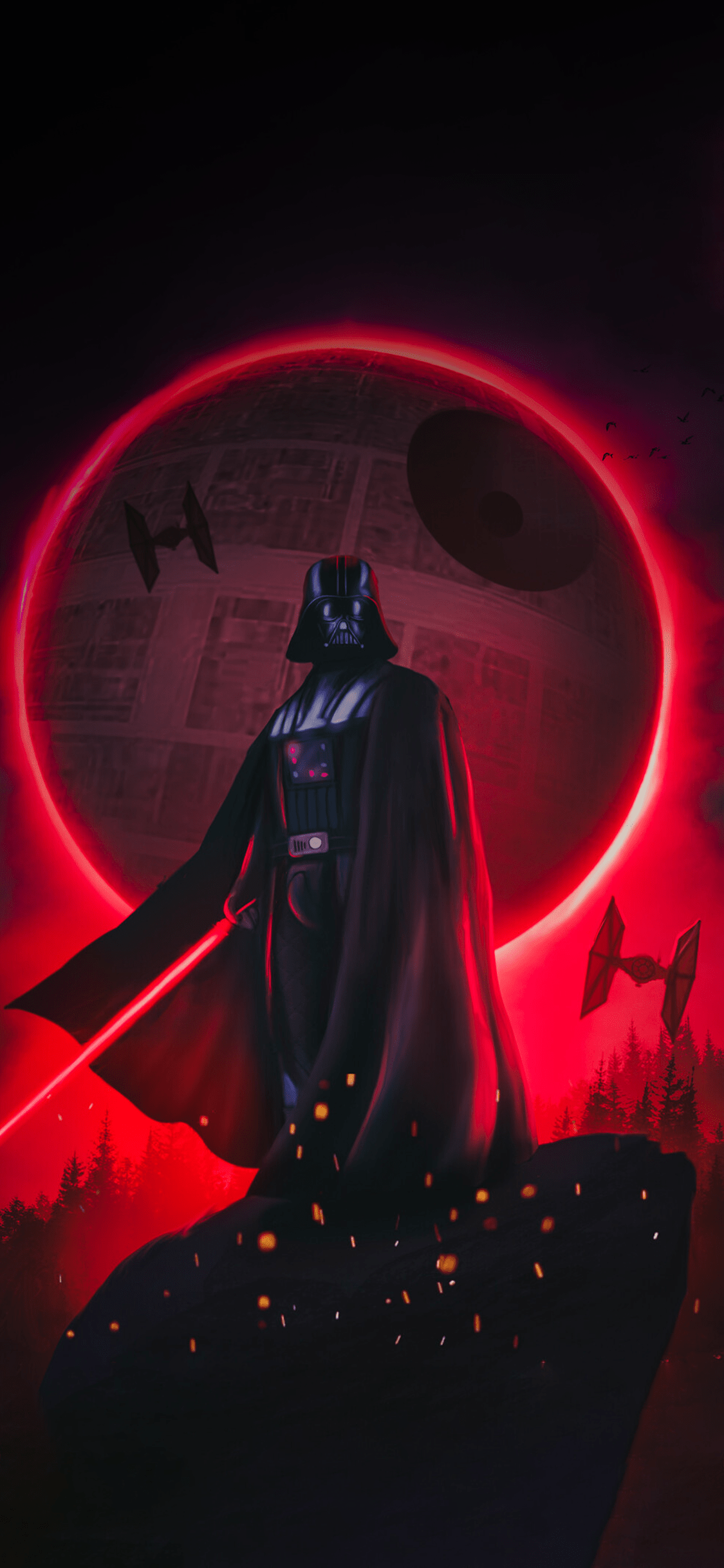 Darth Vader standing in front of the Death Star. - Darth Vader