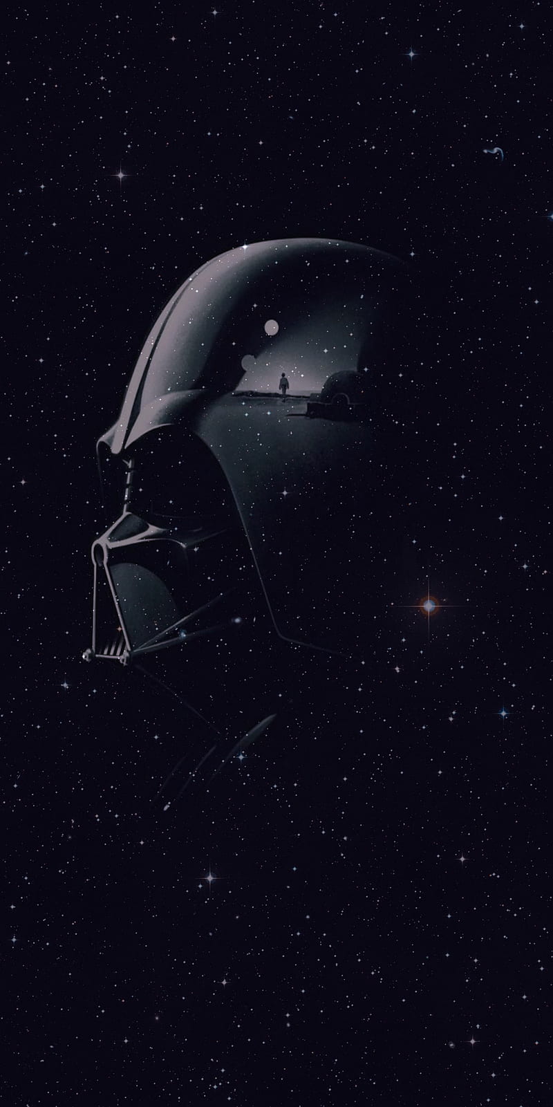 Darth Vader helmet in front of a starry background - Darth Vader