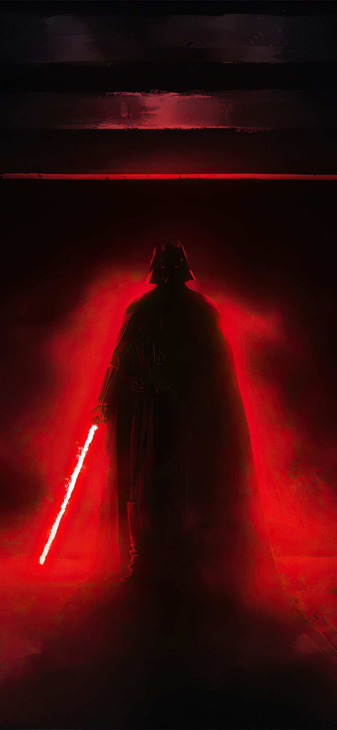 A dark room with the red light on - Darth Vader