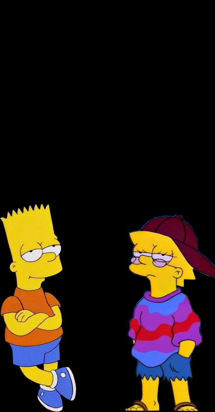 Lisa and Bart Simpson on a black background - The Simpsons, Lisa Simpson