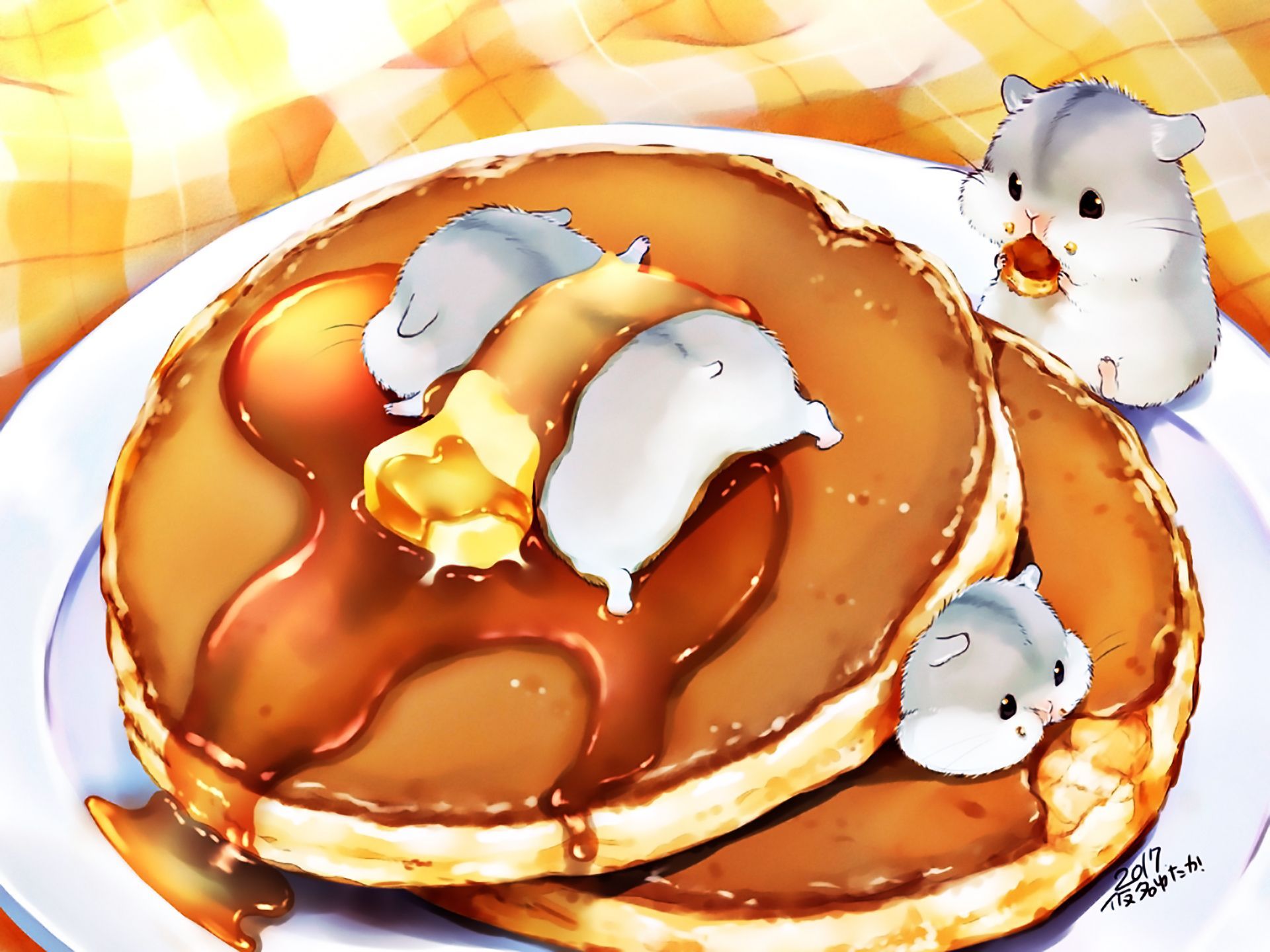 Pancakes with hamsters and syrup - Food