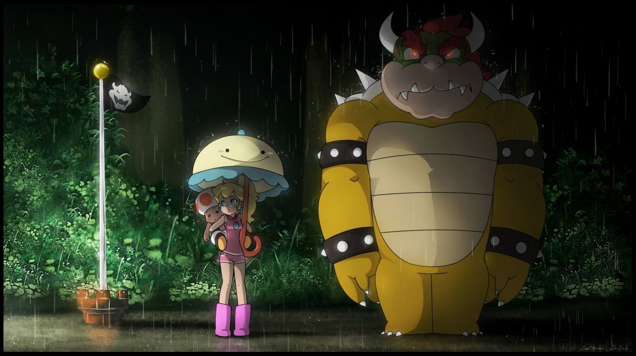 Mario and Princess Peach in a scene from the animated series, Super Mario World. - Bowser, My Neighbor Totoro