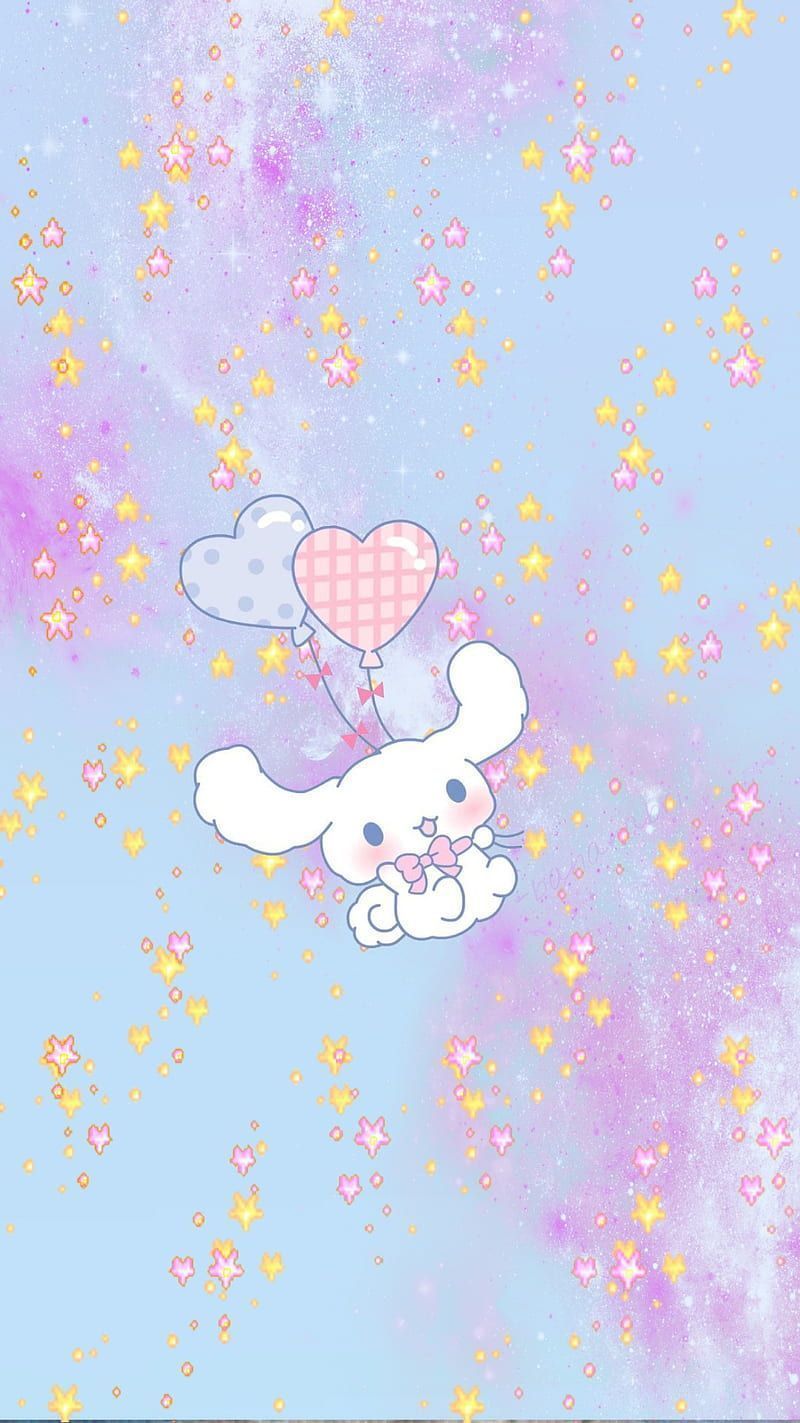 Cinnamoroll, aesthetic, baby blue, balloons, bunny, cute, galaxy, pink, sanrio, HD phone wallpaper