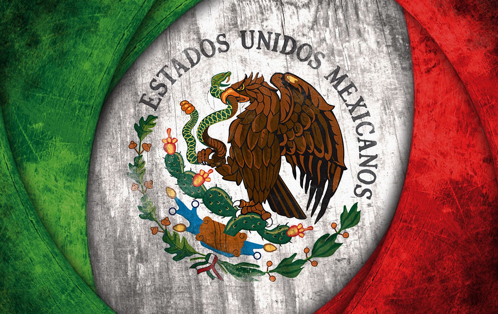 Mexican flag with a grunge texture - Mexico