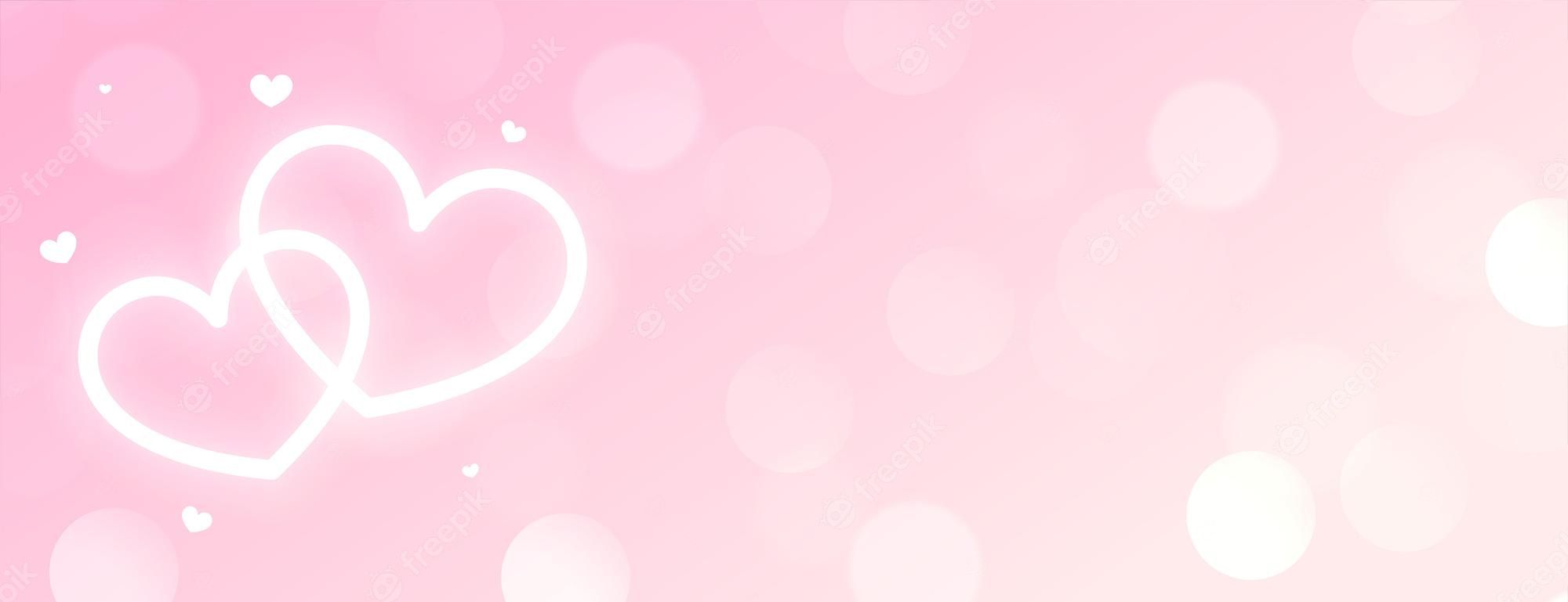 A banner with hearts on a pink background - Pink heart