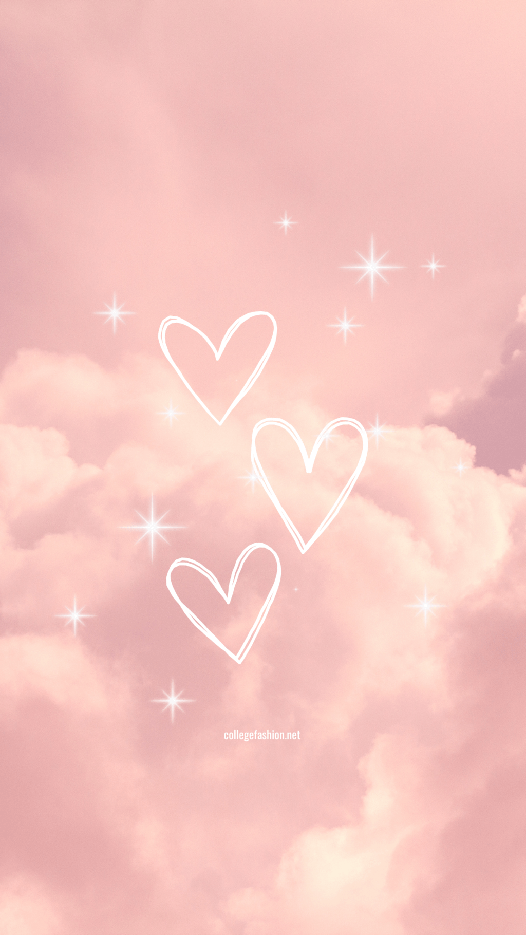 A pink sky with hearts and stars - Pink heart