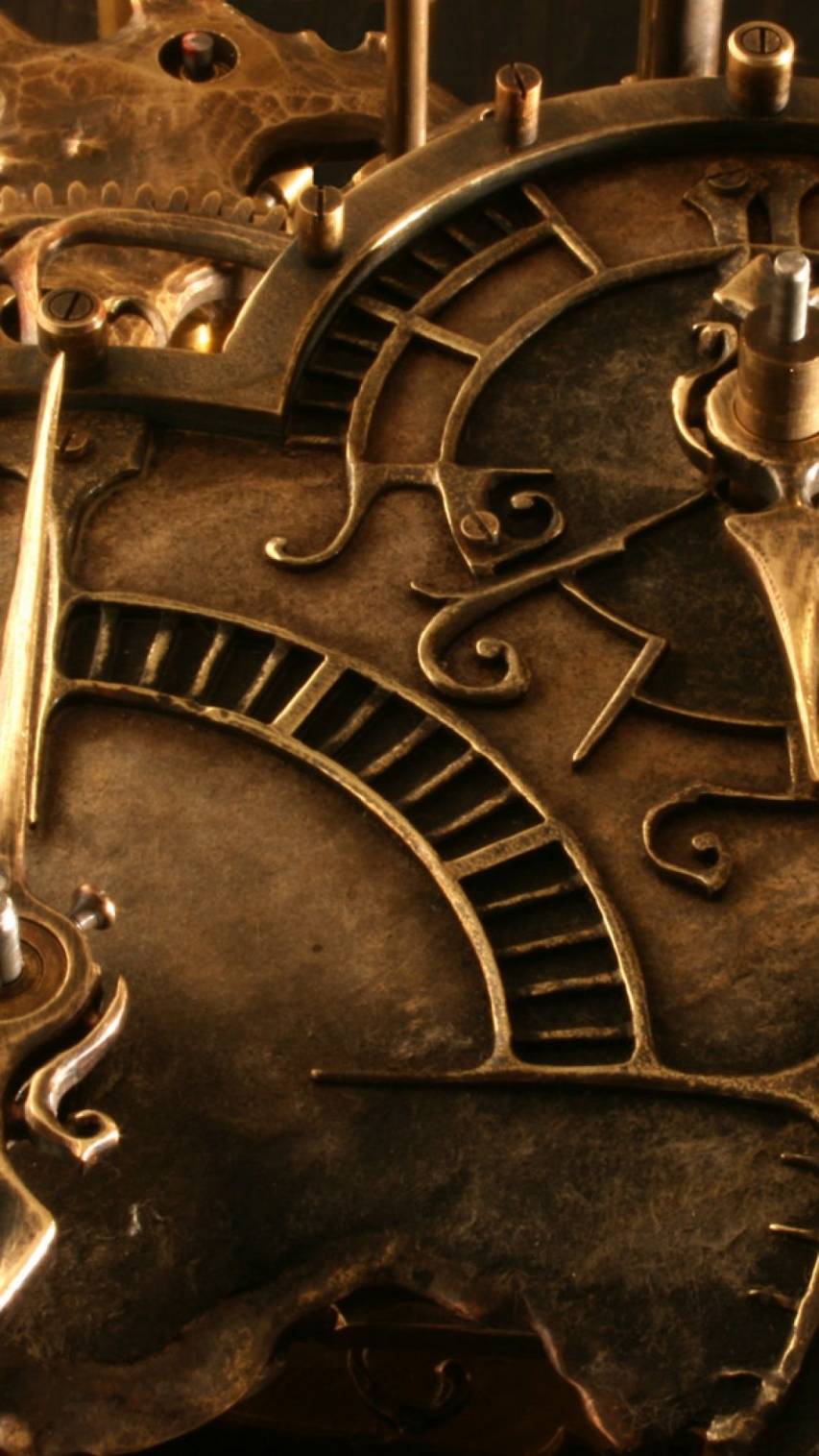 IPhone wallpaper of a steampunk clock with gears and cogs - Steampunk