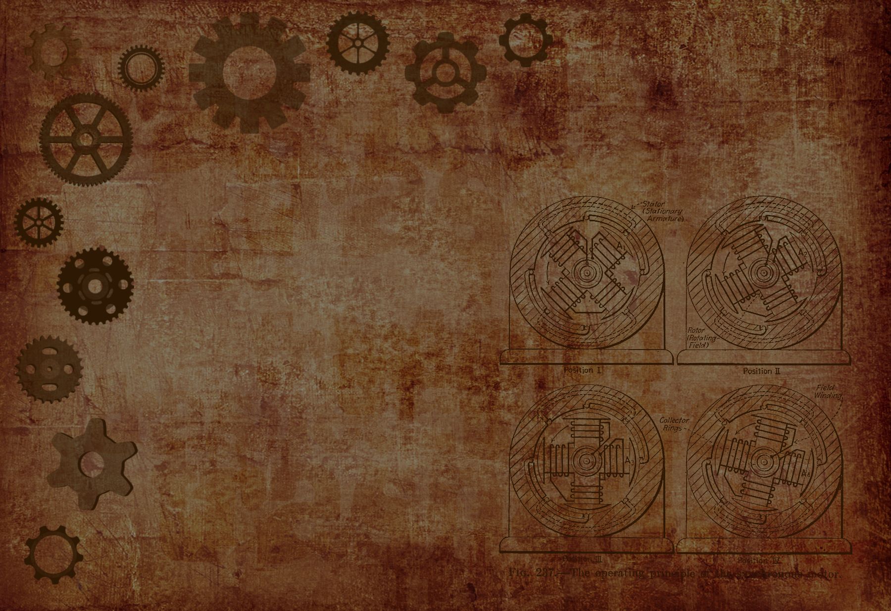 An old, grungy background with gears and cogs - Steampunk