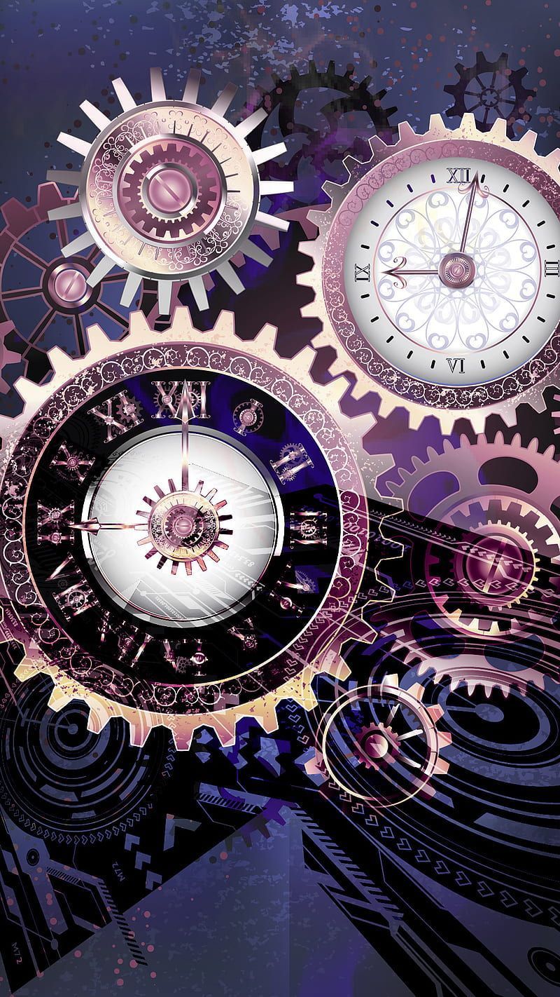 HD steampunk clock wallpaper