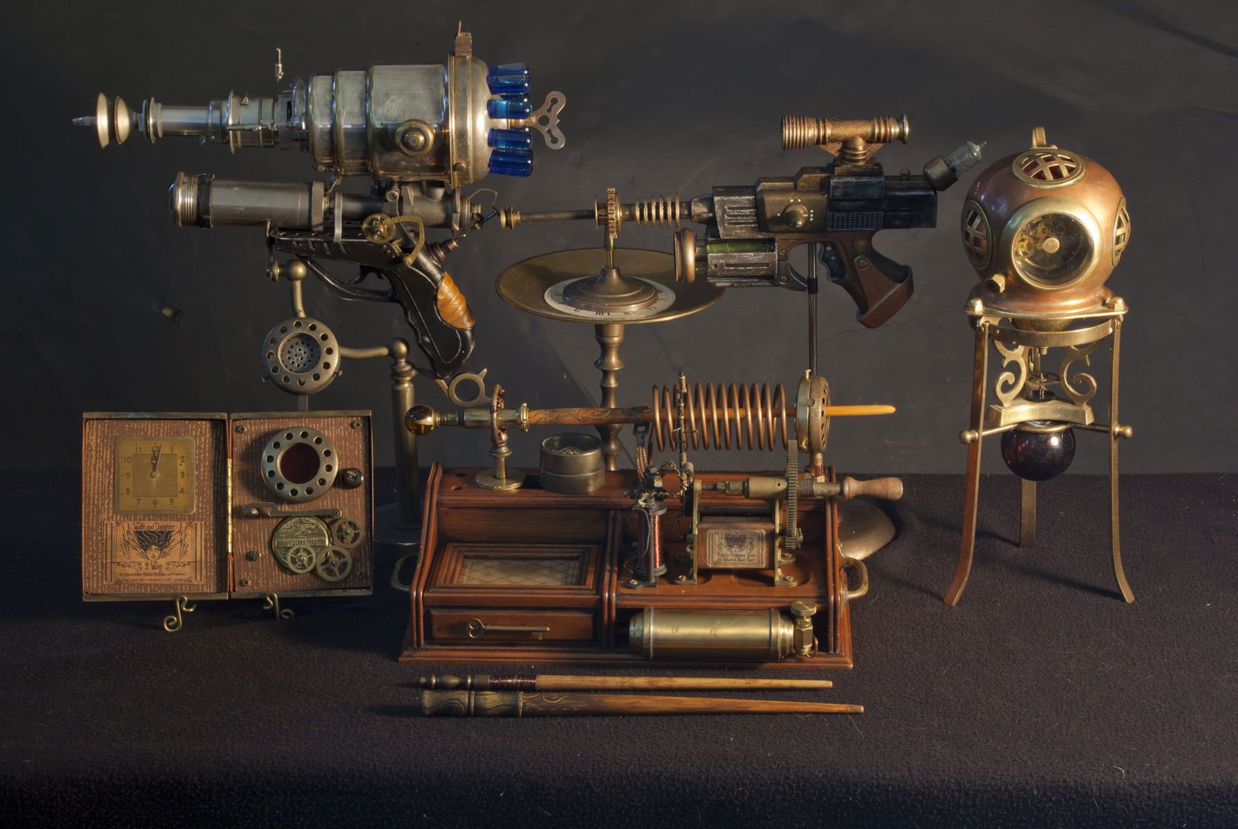 A collection of steampunk style machines and devices. - Steampunk