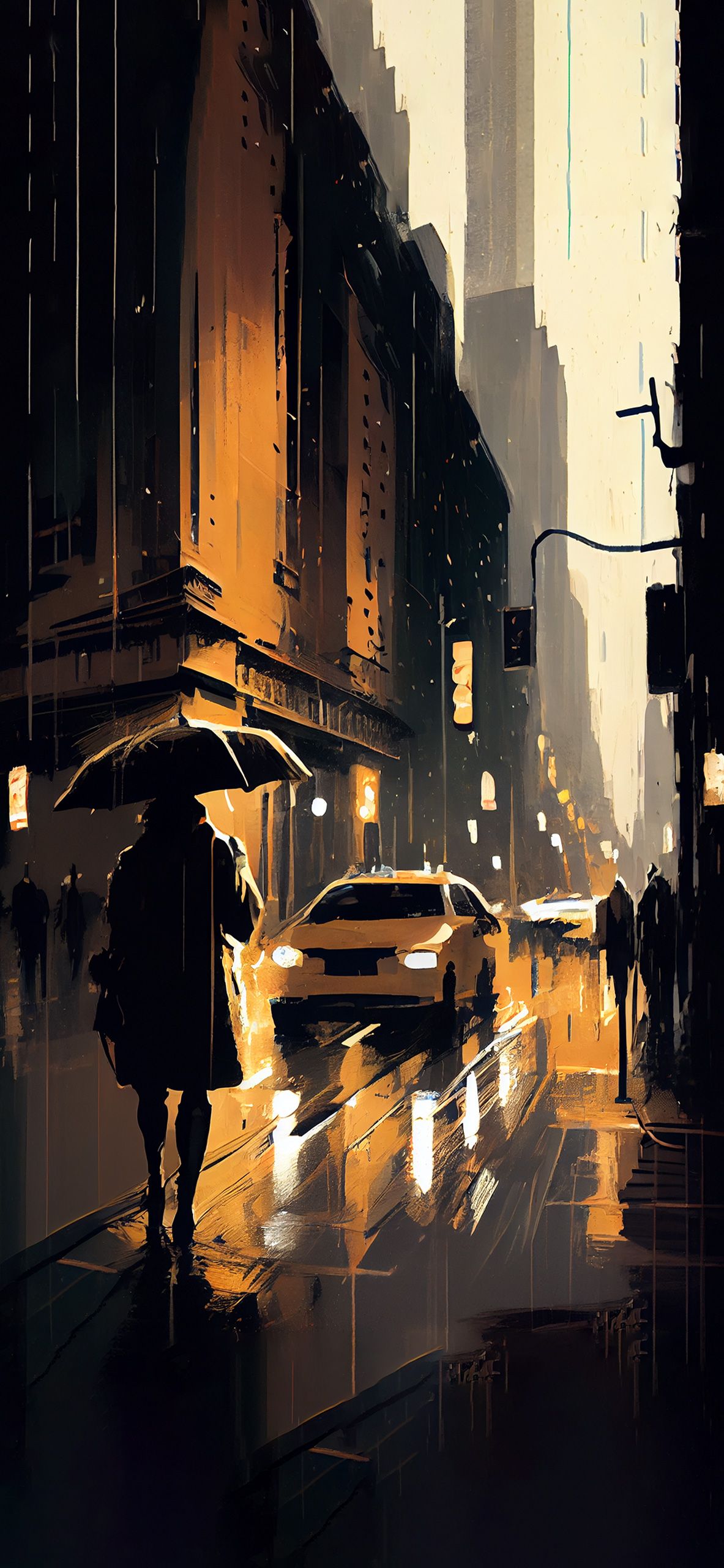 Rain in the City Art Wallpaper Aesthetic Wallpaper iPhone