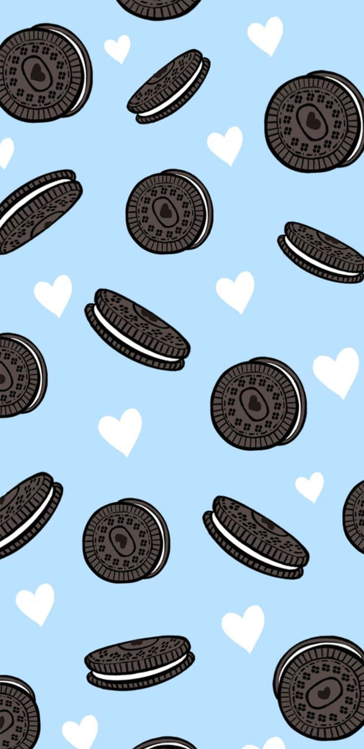 Download Oreo Cookies On A Blue Background Wallpaper