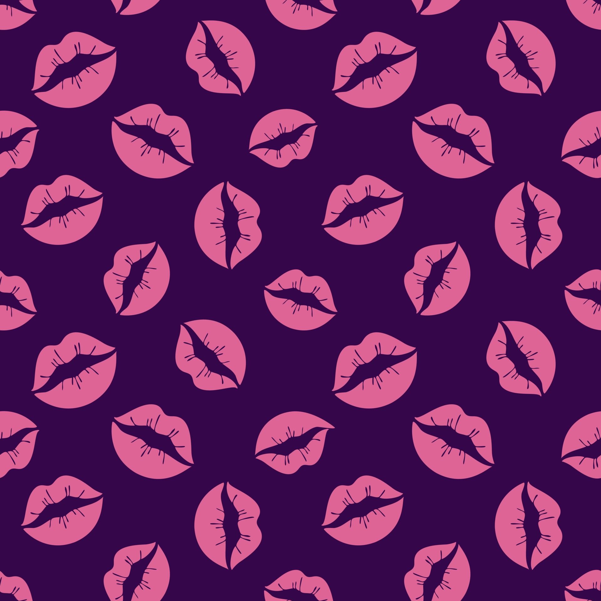 Pattern of pink lips on a purple background - Lips