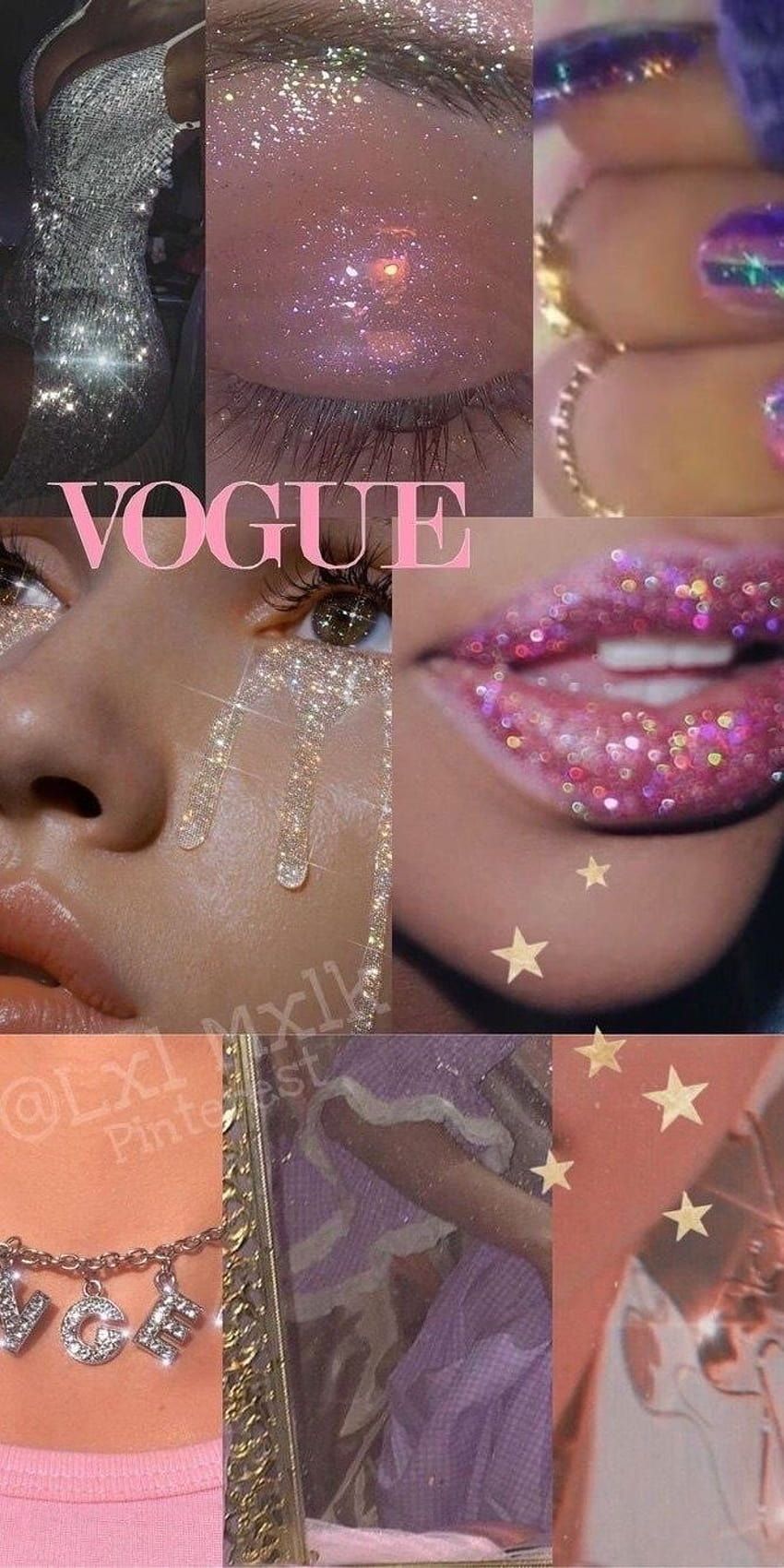 Aesthetic wallpaper for phone with pink lips and glitter. - Lips
