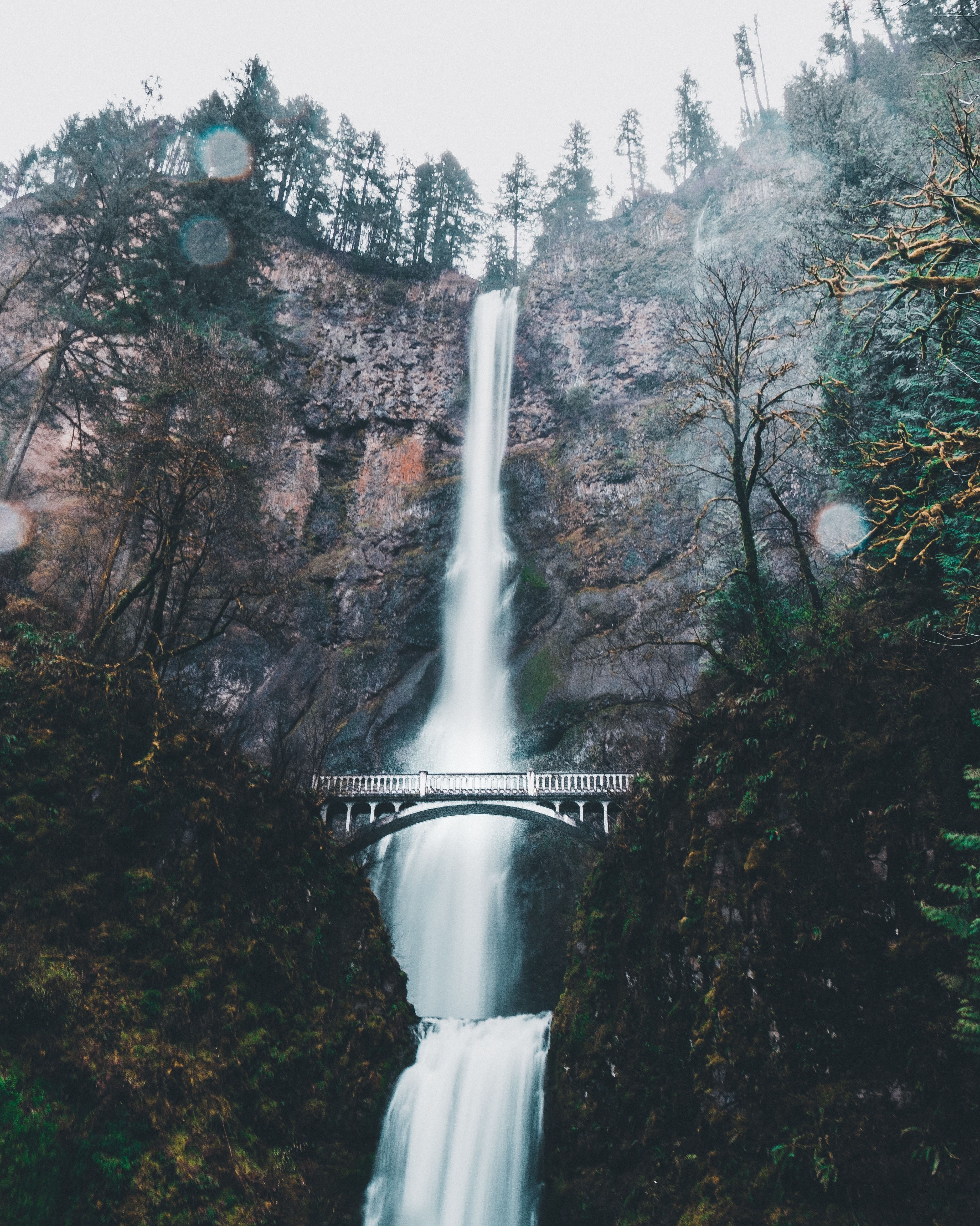 A beautiful waterfall surrounded by trees. - Waterfall