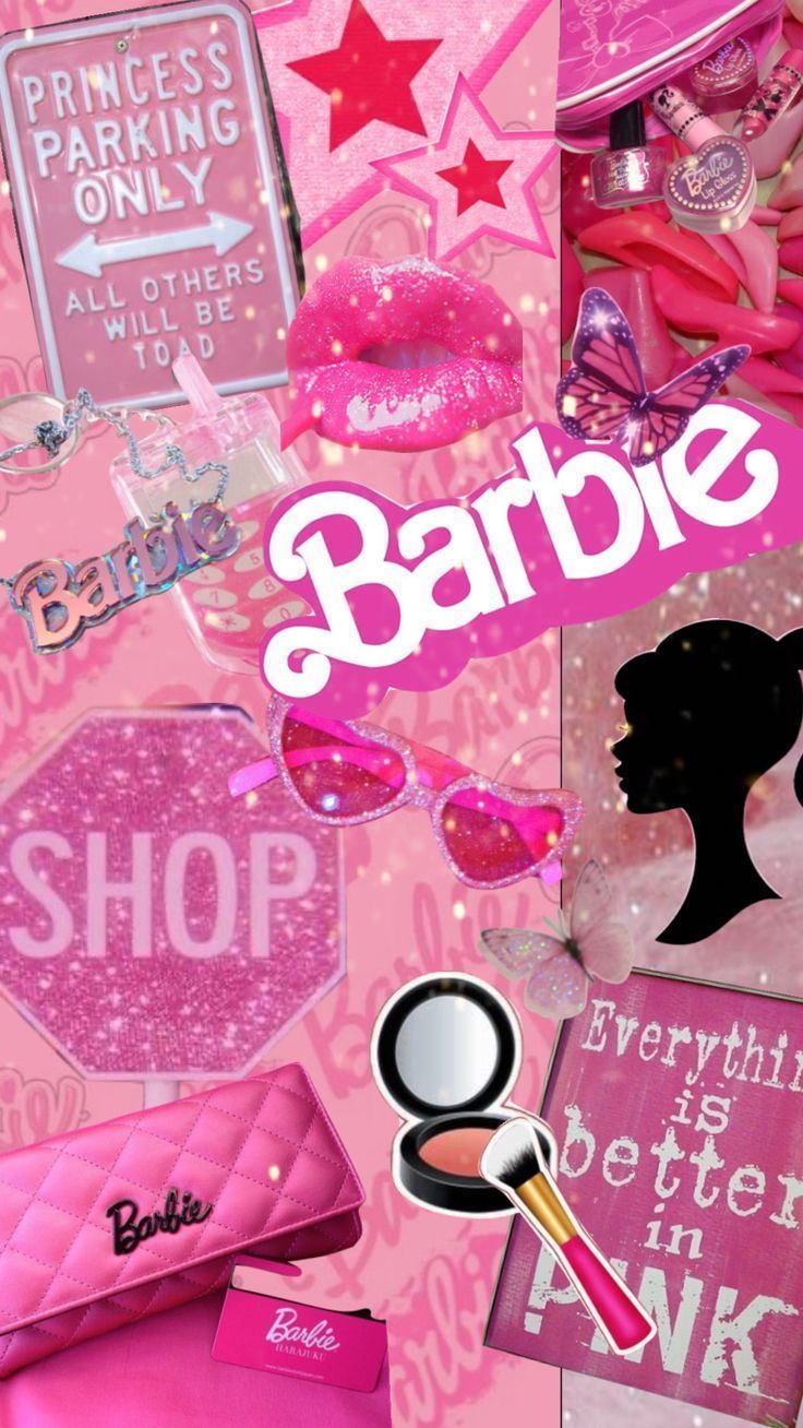 barbie #aesthetic #aesthethic #moodboard #collage #pinkboard. Pink wallpaper iphone, Pink wallpaper girly, Barbie drawing
