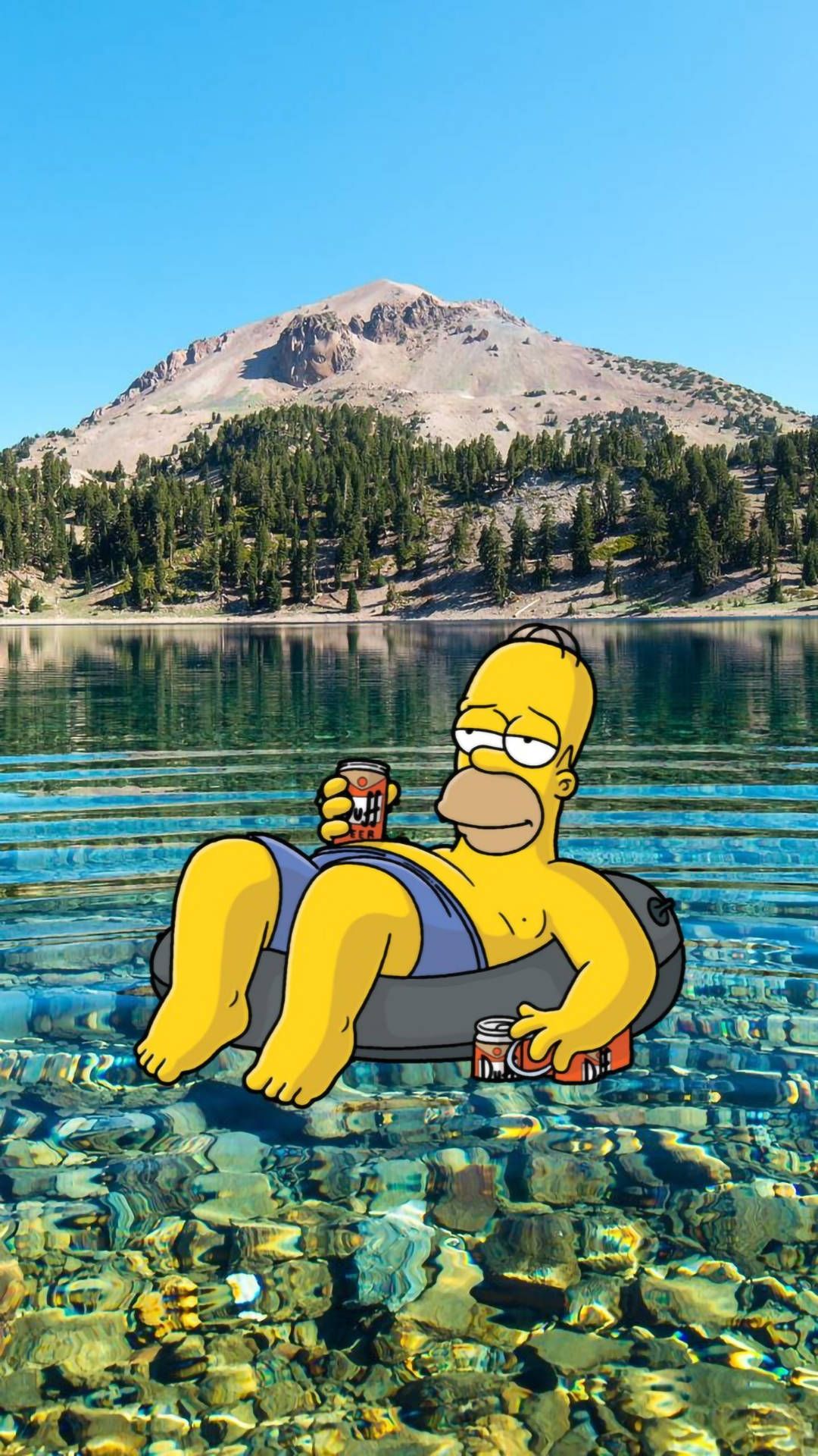 Download Funny Homer On Aesthetic Lake Wallpaper