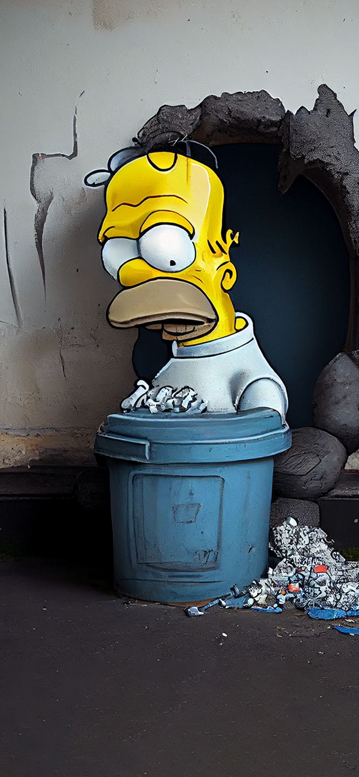 Homer Simpson x Banksy Wallpaper Simpson Wallpaper