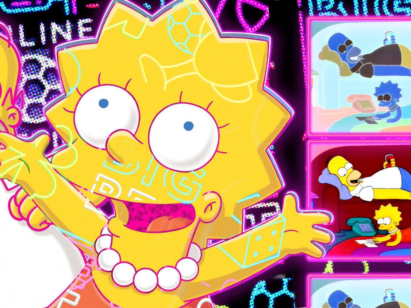The simpsons are shown in a slot machine - Homer Simpson, Lisa Simpson