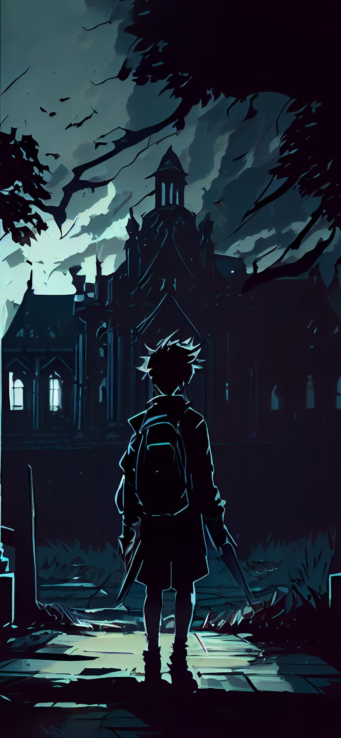 Boy & House Anime Dark Aesthetic Wallpaper