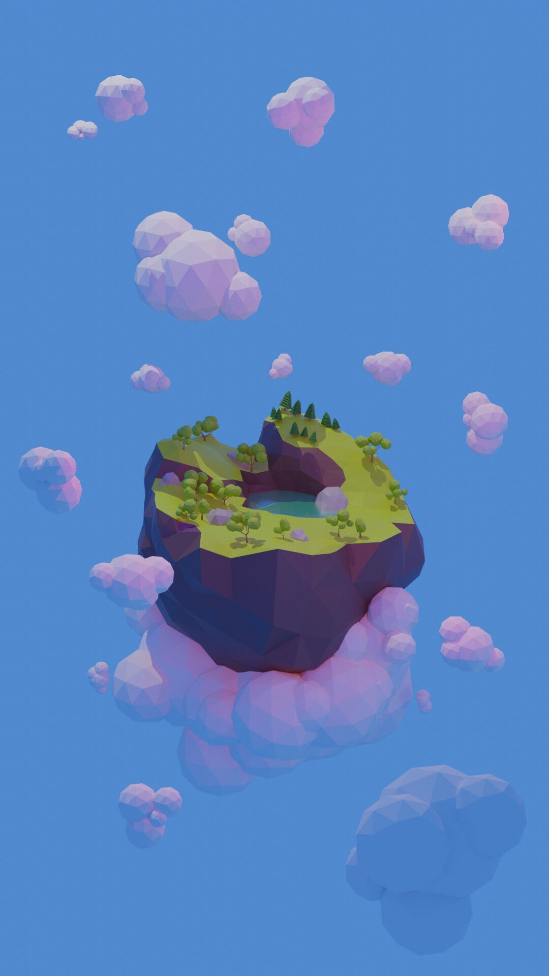 A low poly island floating in the sky - Low poly