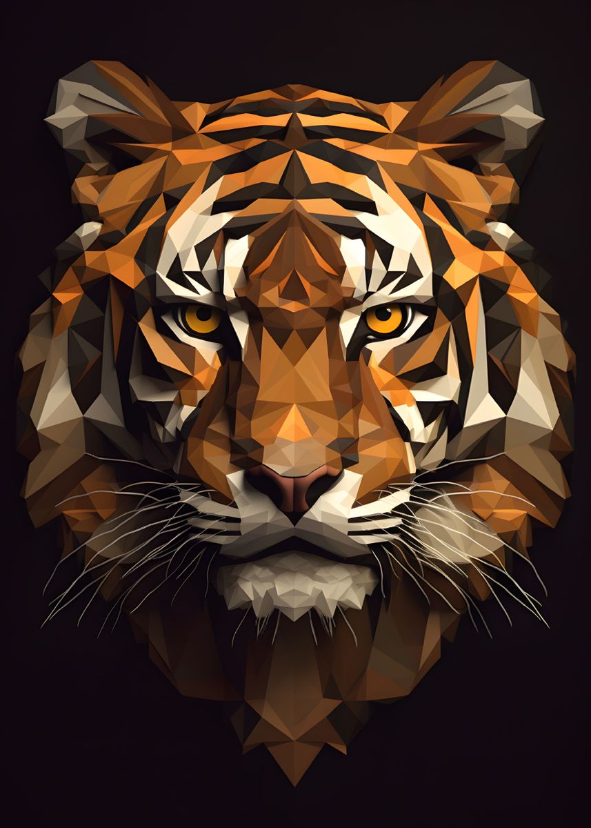 A low poly illustration of a tiger - Low poly