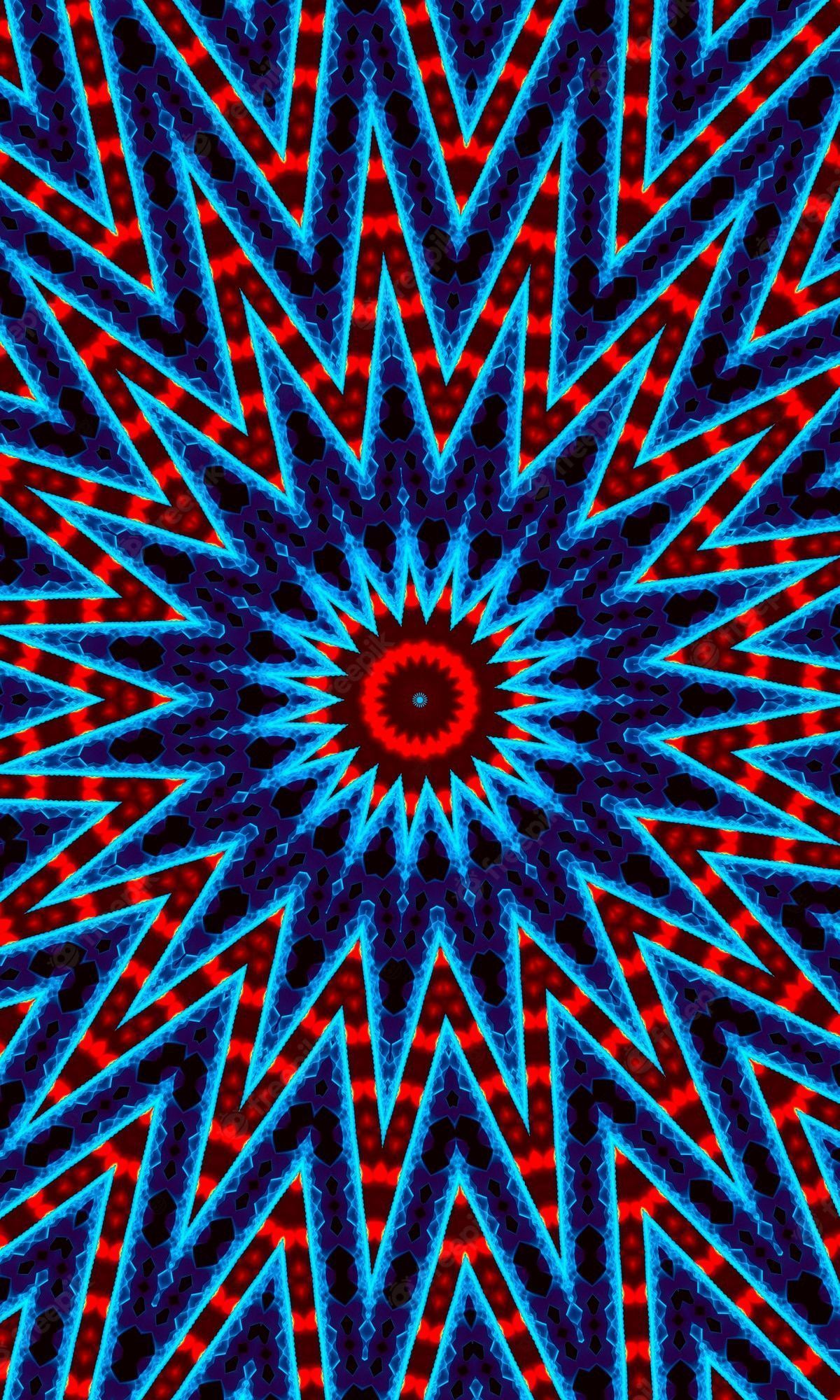 A blue and red kaleidoscope pattern - Low poly
