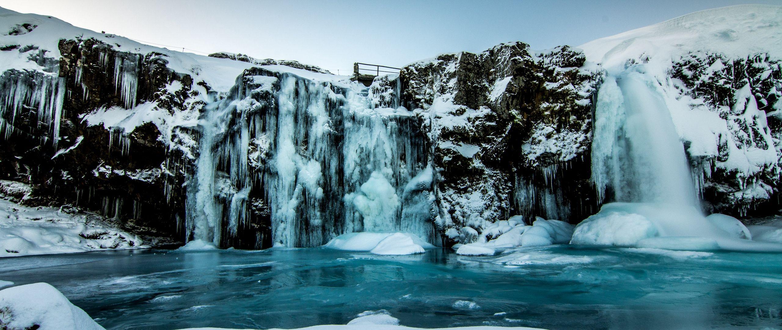 Frozen waterfall in the winter - Waterfall