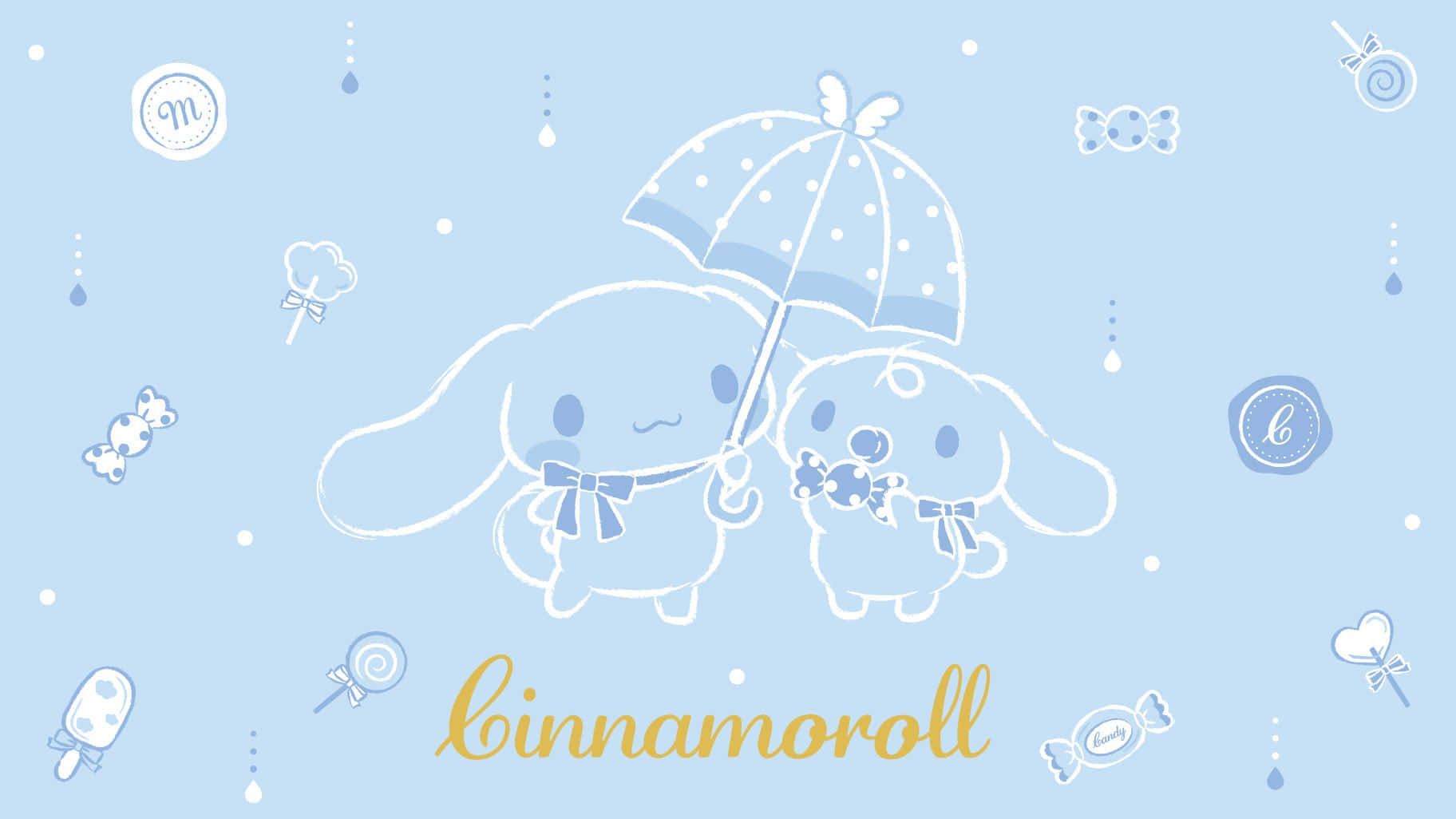 Cinnamoroll cute wallpaper with a blue background - Cinnamoroll