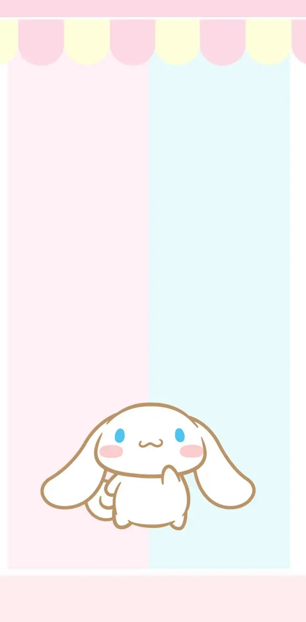 A cute rabbit on a blue and pink background - Cinnamoroll