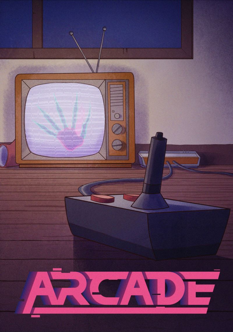 Illustration of a TV and a video game console - Arcade