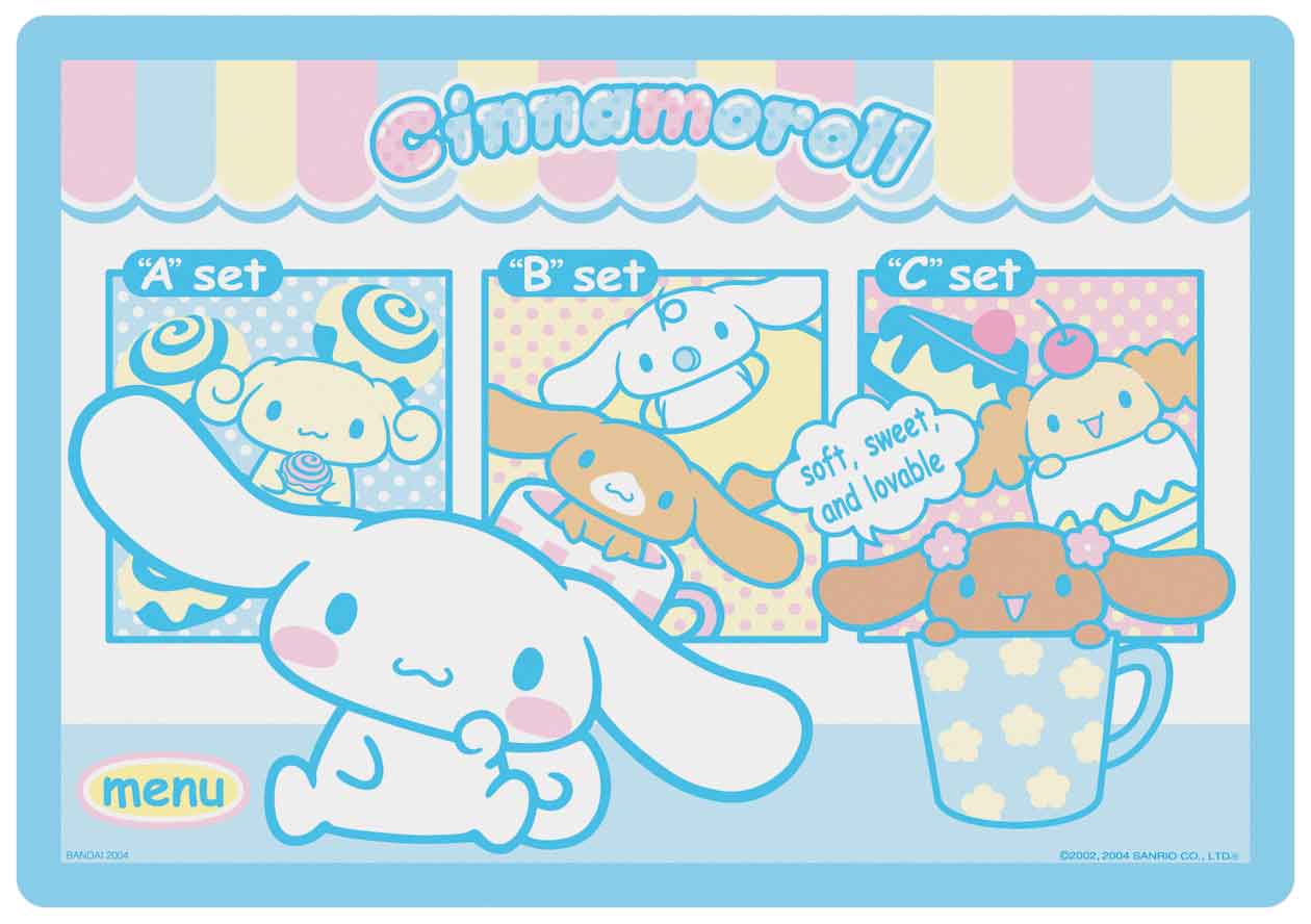 A screen shot of the Sanrio website with three different Cinnamoroll designs. - Cinnamoroll