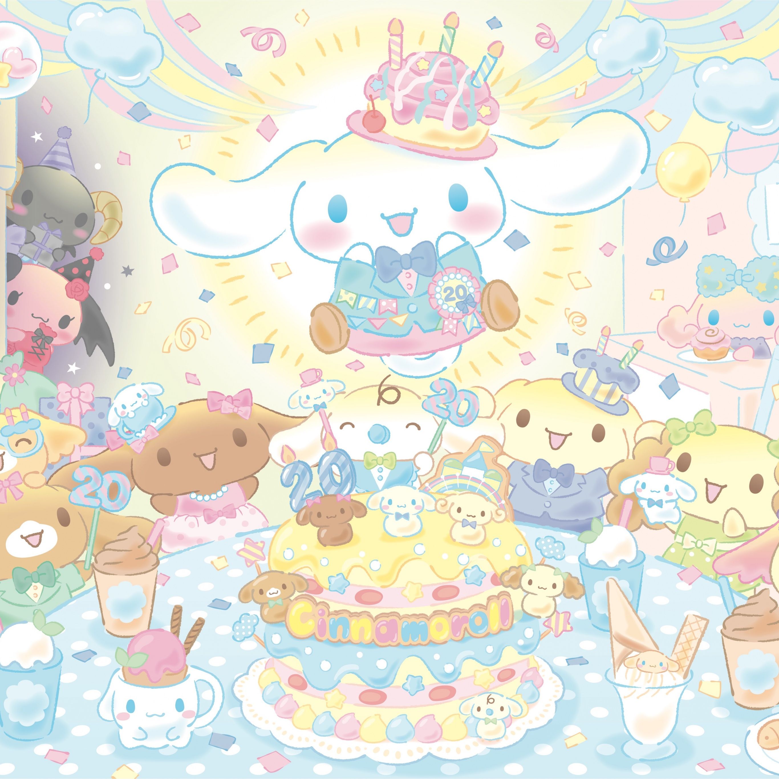 A cake with many toys on it - Cinnamoroll