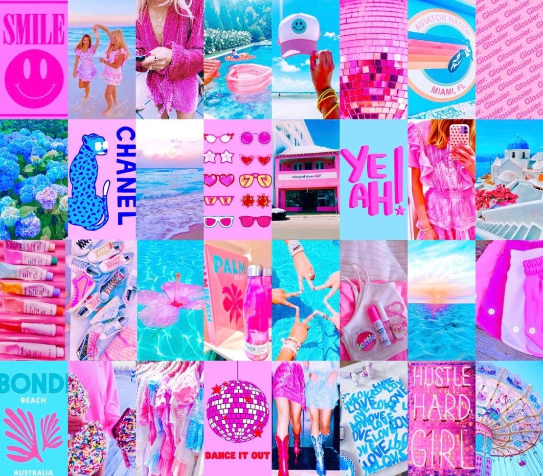 100pc Pinkblue Preppy Aesthetic Collage INSTANT DOWNLOAD