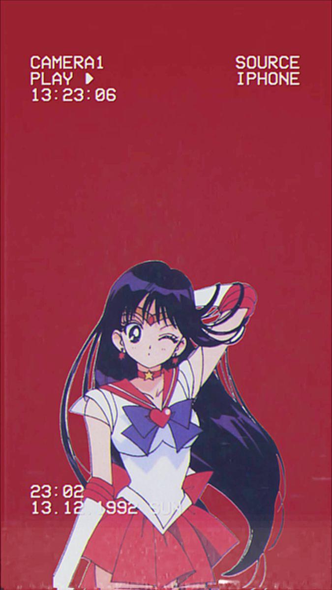 Sailor mars aesthetic wallpaper i made for my phone! - Sailor Mars, VHS