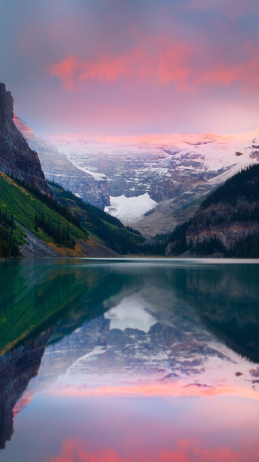 1080x1920 wallpaper.<ref> Lake Louise</ref><box>(7,169),(993,995)</box>, Canada, with a mountain and a lake - Lake
