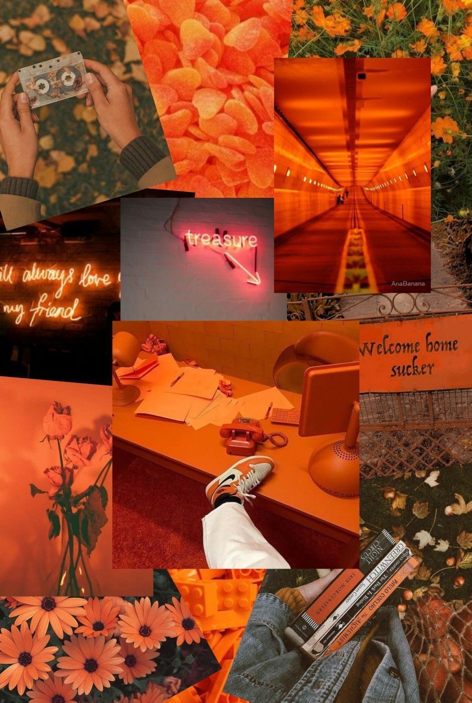 Aesthetic collage of orange and yellow photos - Dark orange, orange, neon orange, pastel orange
