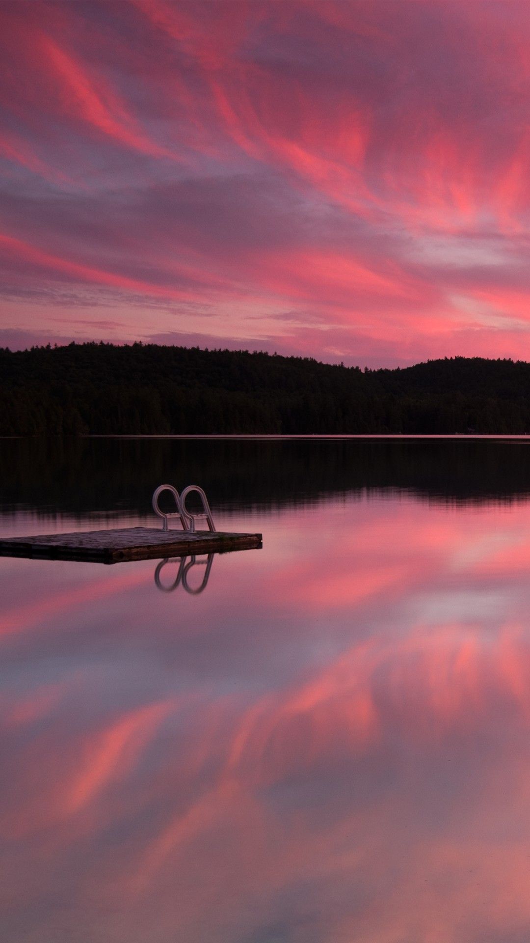 Wallpaper Lake, 4k, HD wallpaper, sea, pink sunset, sunrise, reflection, sky, clouds, water, OS