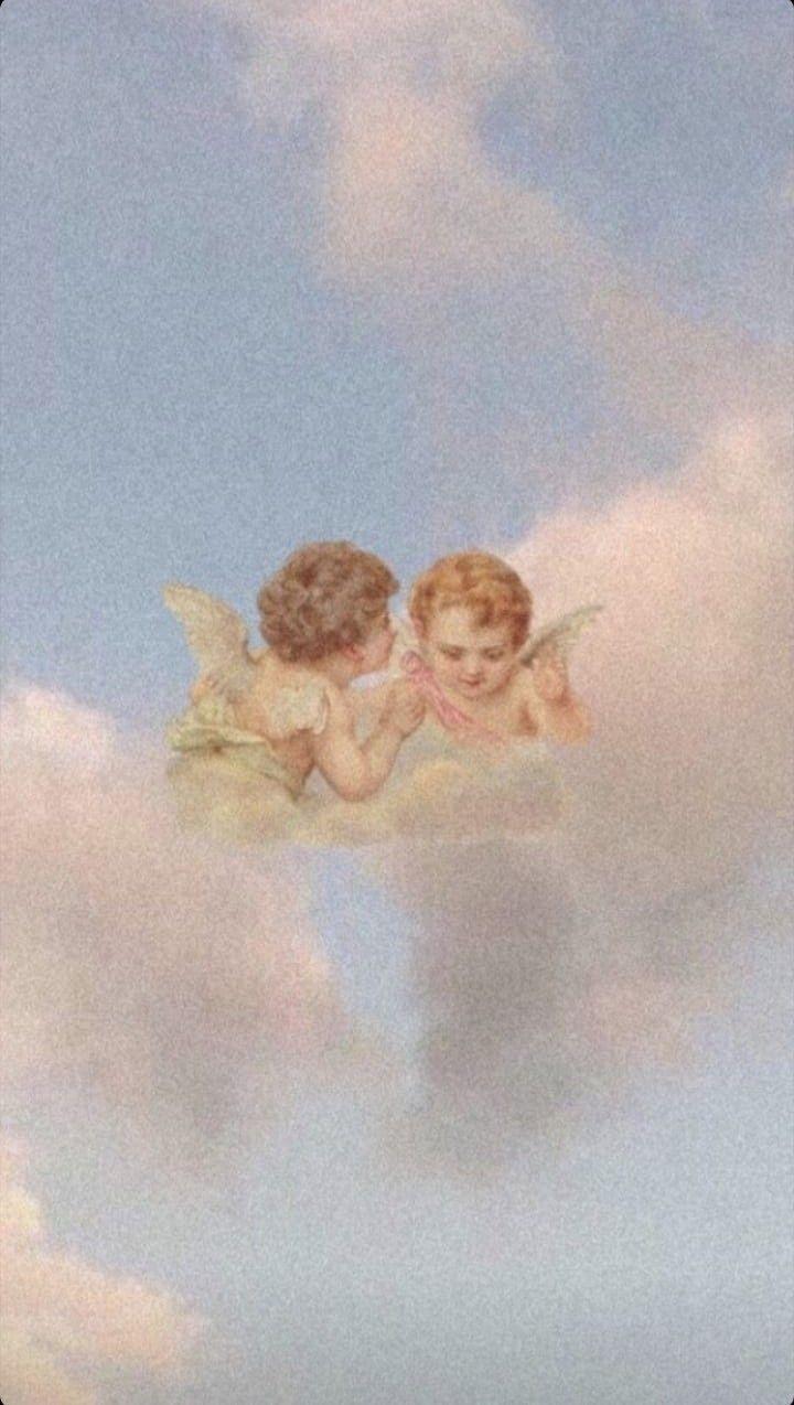 Two angels on a cloud - Cupid