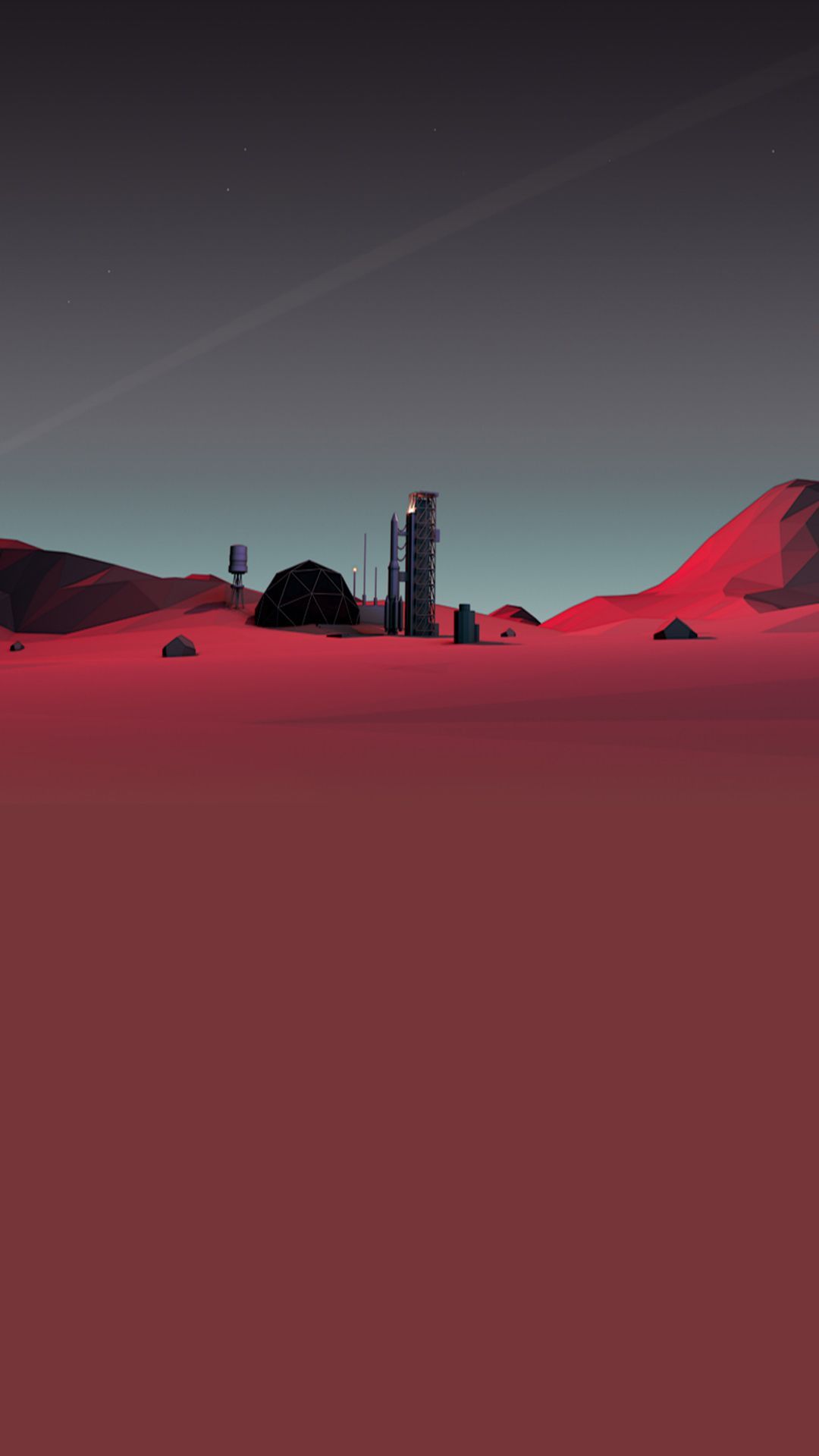 A city on a red planet, with tall buildings and an atmosphere. - Mars
