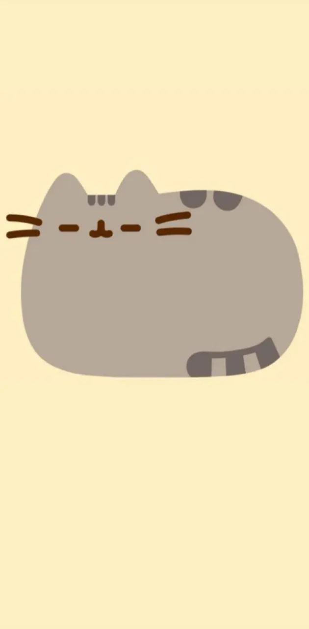 A picture of a grey and white cat with a brown nose and stripes on its head and tail. - Pusheen