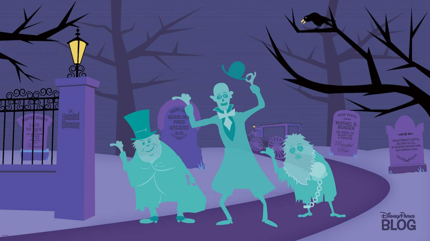 A group of cartoon ghosts are walking down the street - Disney