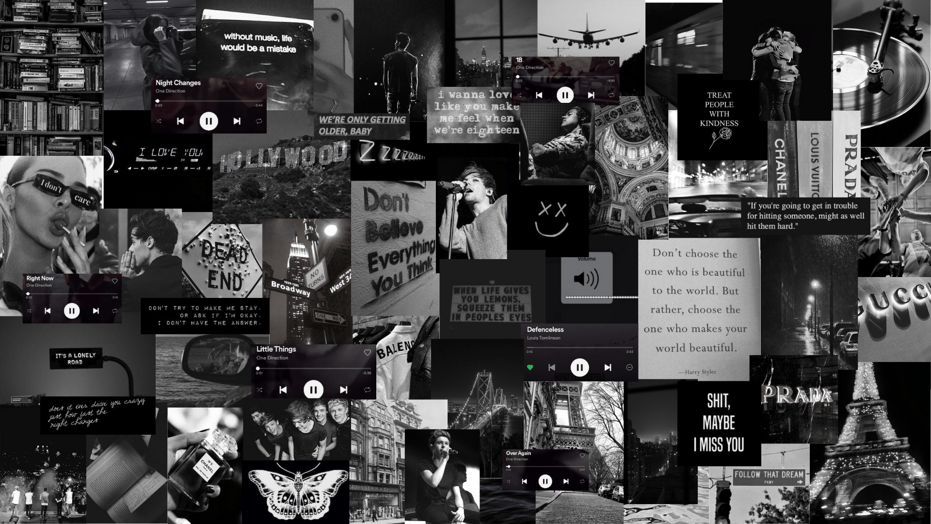 Black and white aesthetic collage with a mix of different themes - Laptop