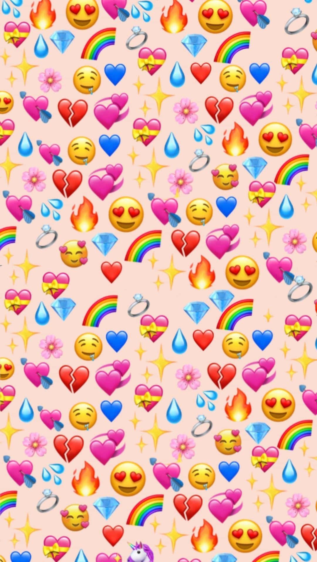 A colorful wallpaper with a lot of emojis. - Emoji