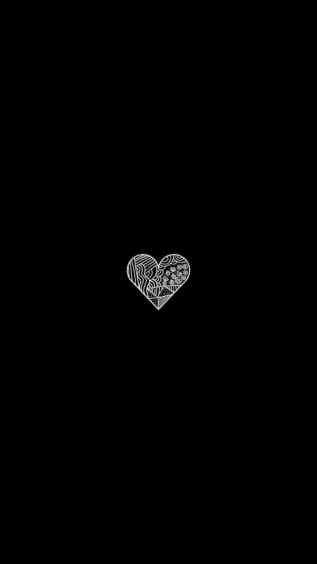 Black background with a white heart - Heart, black heart