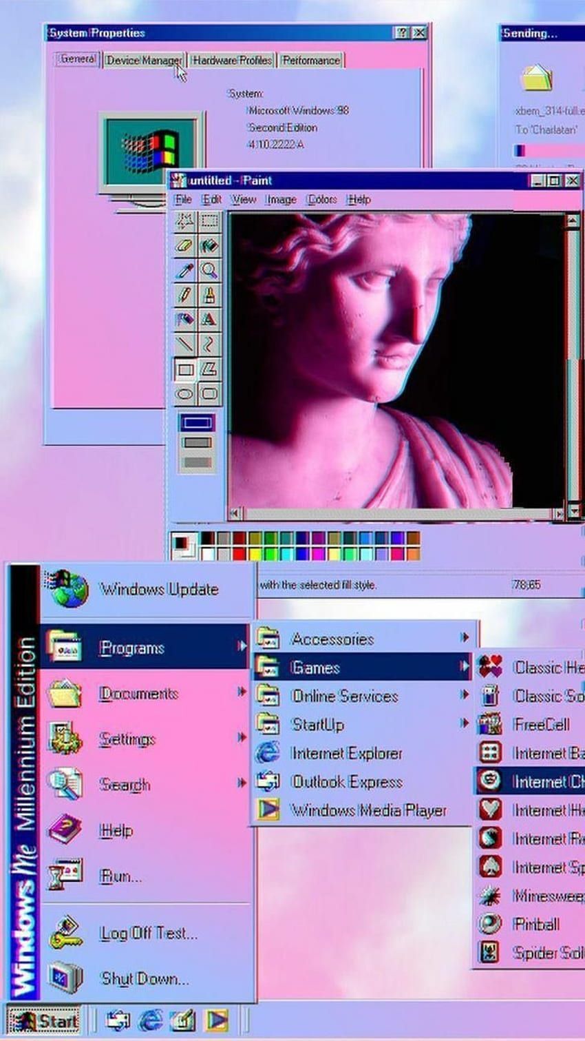 Windows 95 aesthetic wallpaper with the title 'Windows Vaporwave, Vaporwave, Retro Internet HD wallpaper. - Windows 98